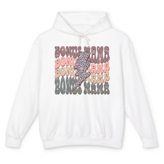Retro Bonus Mama Leopard Lightning Bolt Western Stepmother Unisex Lightweight Hoodie