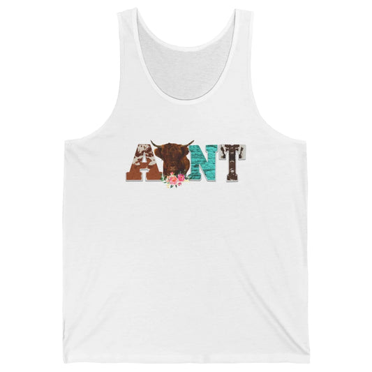 Cowhide Highland Cow Aunt Cow Western Country Heifer Auntie Unisex Jersey Tank