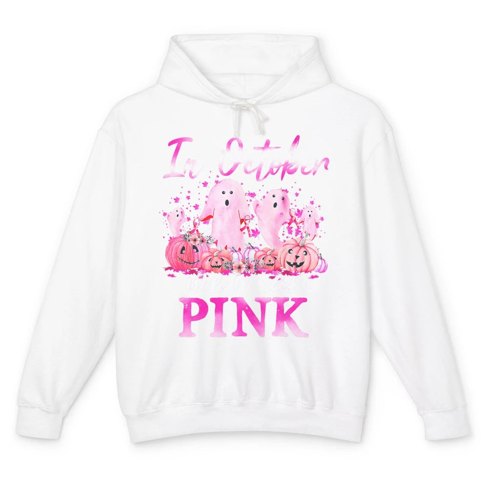 October Wear Ghost Boo Pink Ribbon Breast Cancer Awareness Unisex Lightweight Hoodie