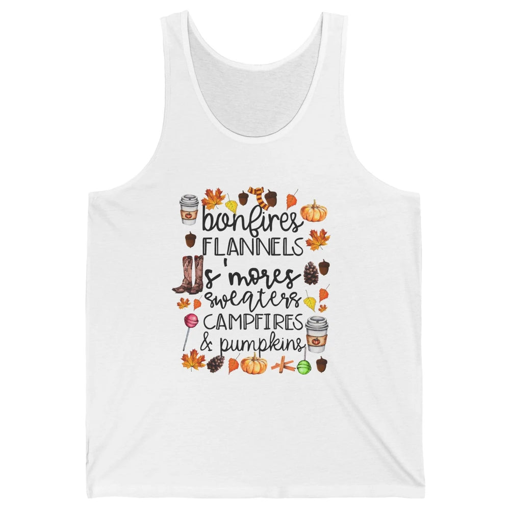 Fall Stuff Pumpkins Falling Leaves Campfire Halloween Autumn Unisex Jersey Tank