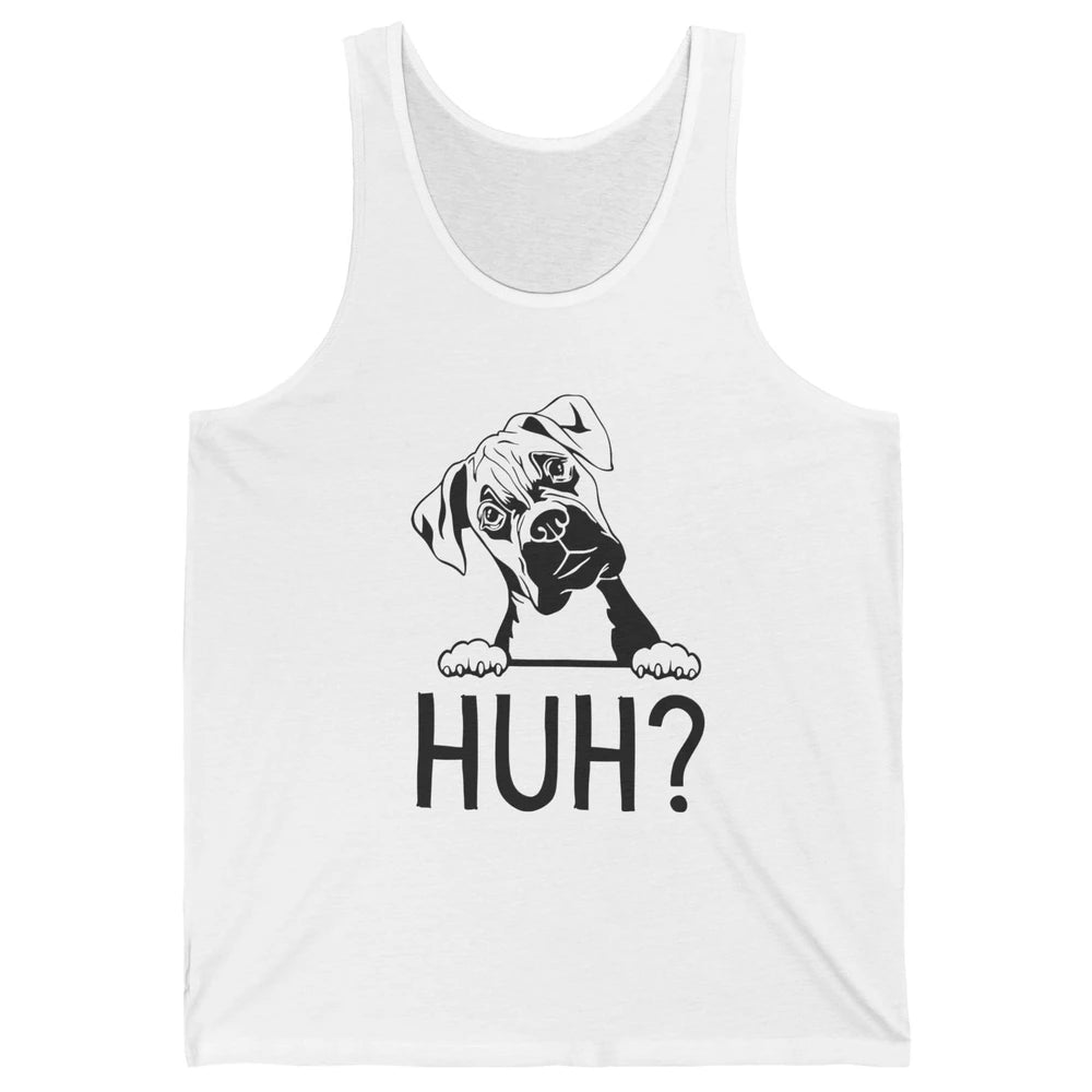 Funny Boxer Dog Black White Huh? Dog Boxer Lovers Gift Unisex Jersey Tank