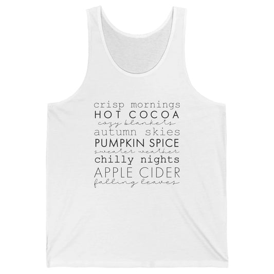 Fall Gift Sweater Weather Apple Cider Falling Leaves Autumn Unisex Jersey Tank