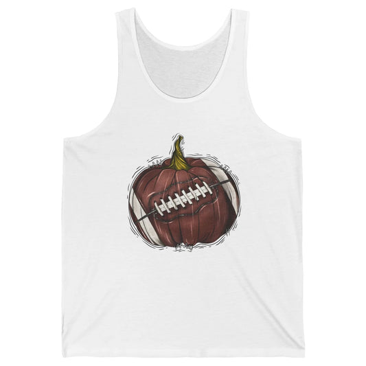 Football Pumpkin Tis The Season Fall Leaves Autumn Halloween Unisex Jersey Tank