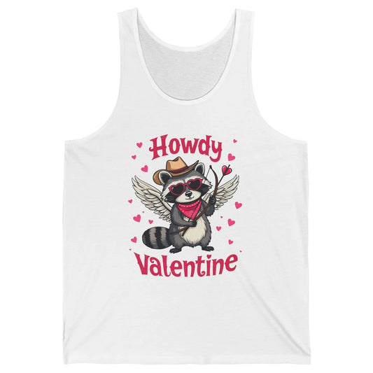 Howdy Valentine Cowboy Hat Cupid Raccoon Funny Opossum Love Heart Cute Western Possum Rodeo Unisex Jersey Tank