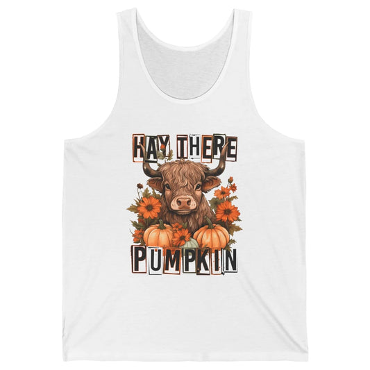 Hay Fall Highland Cow Pumpkin Western Country Farm Autumn Unisex Jersey Tank