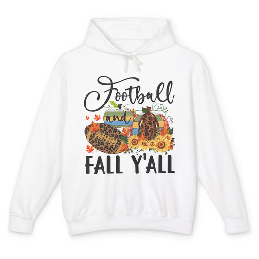 Football And Fall Y'all Leopard Pumpkin Autumn Thanksgiving Unisex Lightweight Hoodie