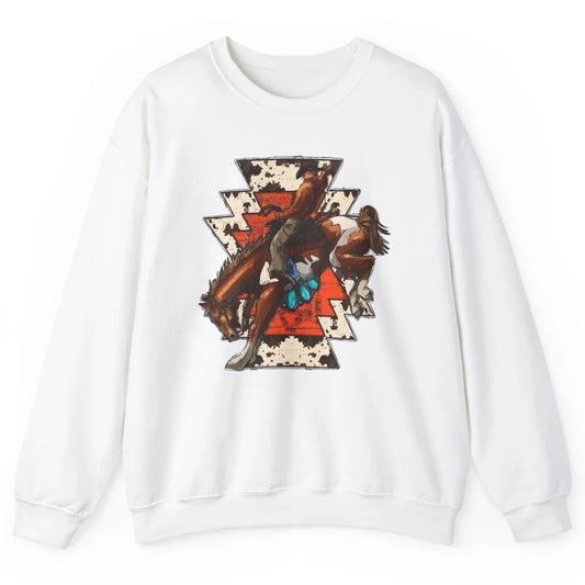 Aztec Cowhide Rodeo Hold Your Horses Cowboy Western Gemstone Unisex Crewneck Sweatshirt