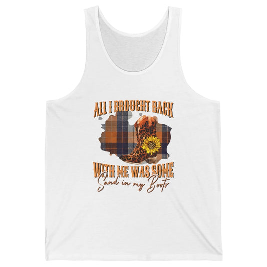 Sand In My Boots Western Country Music Cowboy Cowgirl Hat And Leopard Boots Floral Vintage Howdy Rodeo Unisex Jersey Tank