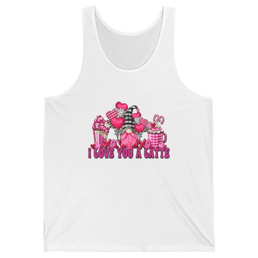 Pink Gnome And Valentines Day Latte Mugs I Love You Coffee Unisex Jersey Tank