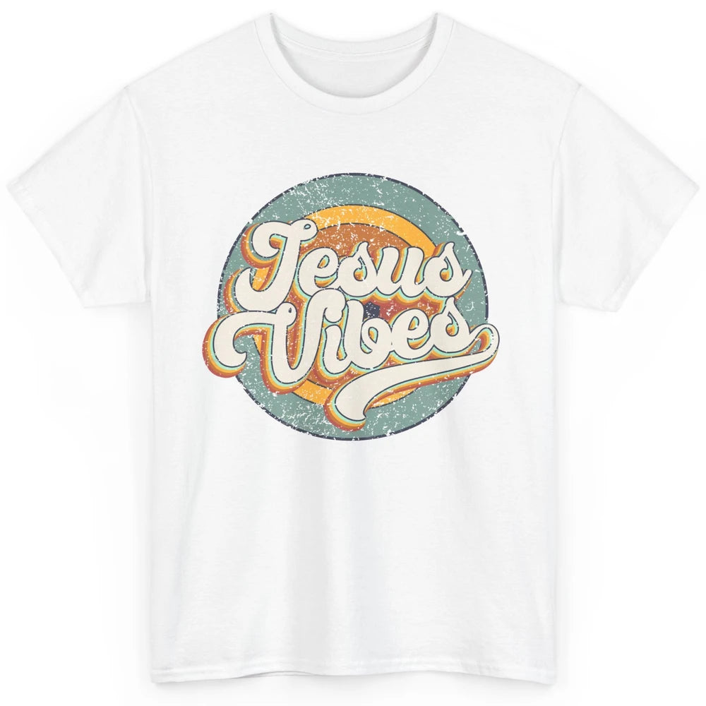 Retro Rainbow Jesus Vibes Bible Verse Christian Religious Classic Unisex T-Shirt