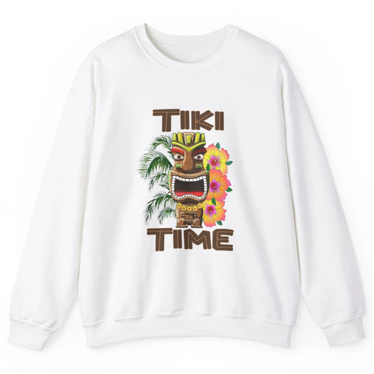 Aloha Flower Luau Tiki Time Hawaii Palm Tree Paradise Beach Unisex Crewneck Sweatshirt