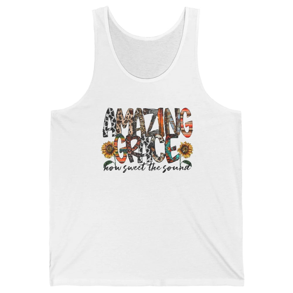 Leopard Amazing Grace How Sweet The Sound Christian Western Unisex Jersey Tank
