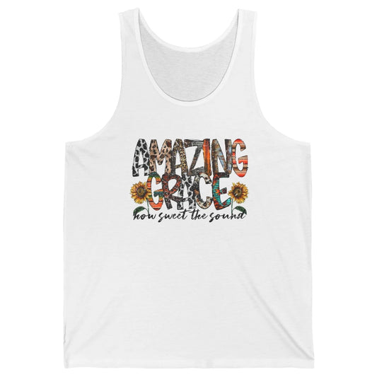 Leopard Amazing Grace How Sweet The Sound Christian Western Unisex Jersey Tank
