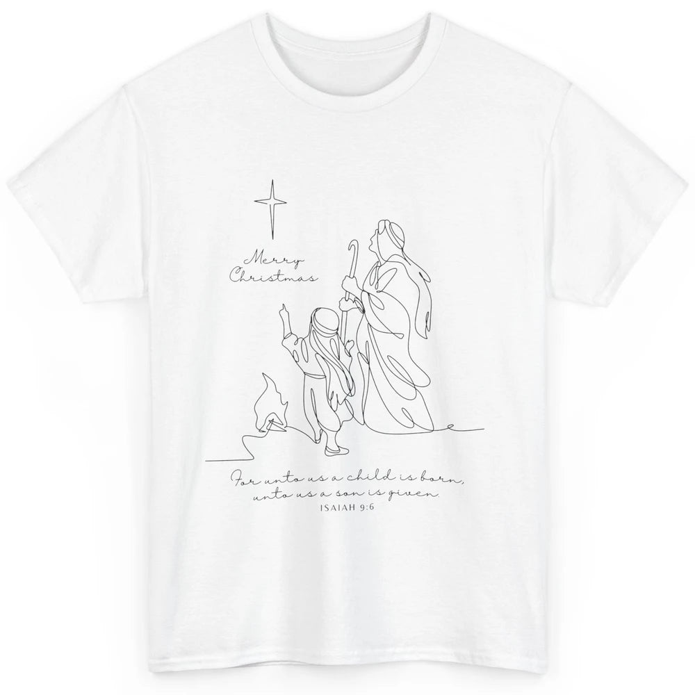 Merry Christmas Unto Us Child Is Born Christian Bible Verse Classic Unisex T-Shirt
