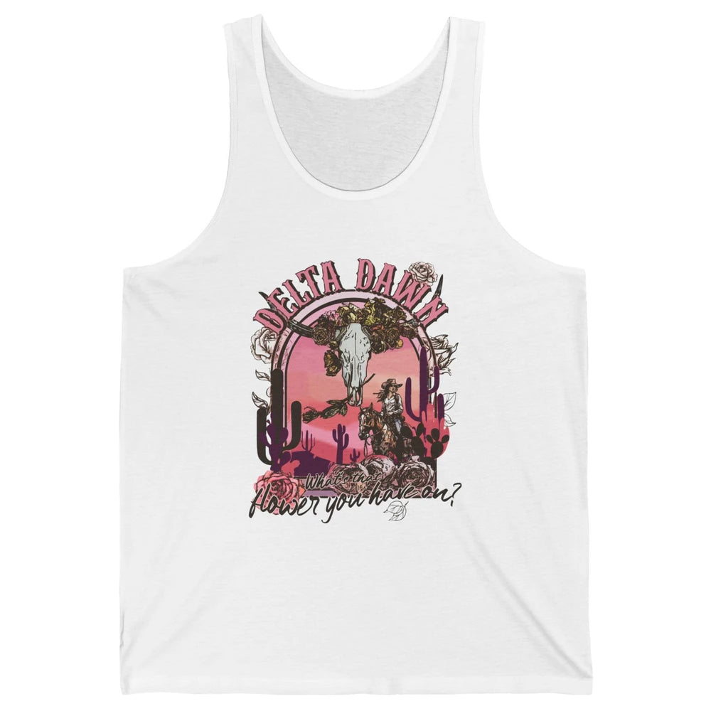 Floral Boho Bull Skull Delta Dawn Desert Western Country Unisex Jersey Tank