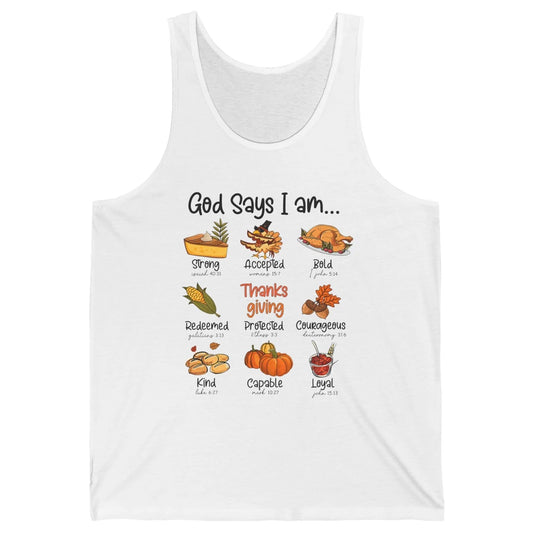 Retro Thanksgiving Turkey God Says I Am Bible Christian Fall Unisex Jersey Tank