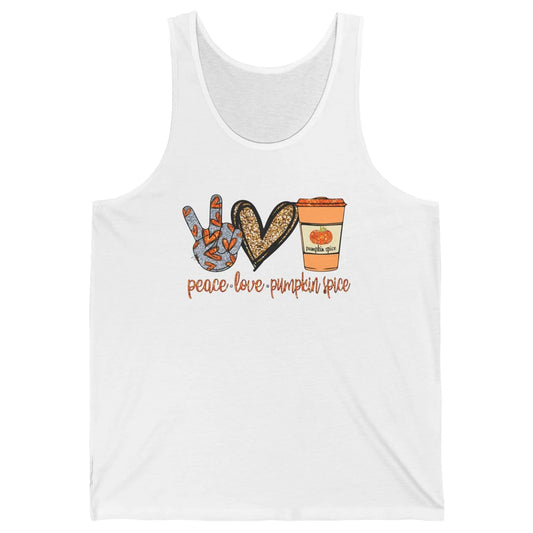 Peace Love Fall Pumpkin Spice Fall Halloween Thanksgiving Unisex Jersey Tank