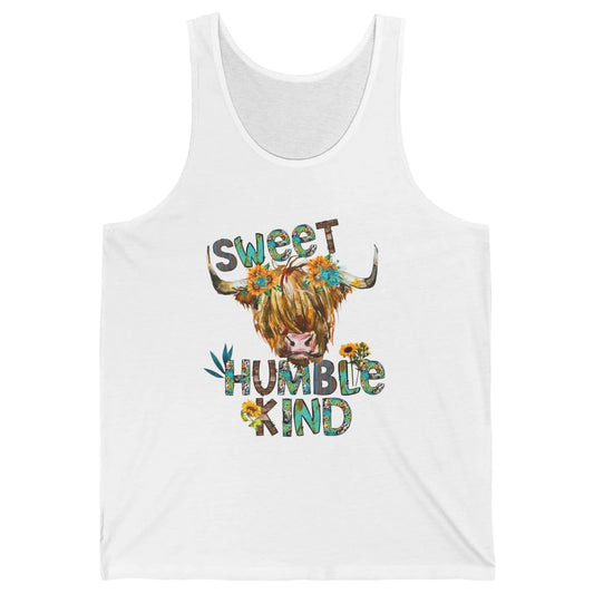 Highland Cow Sunflower Sweet Humble Kind Western Country Unisex Jersey Tank