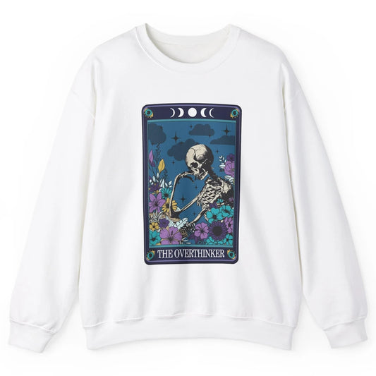 Floral Skeleton The Overthinker Tarot Card Halloween Costume Unisex Crewneck Sweatshirt