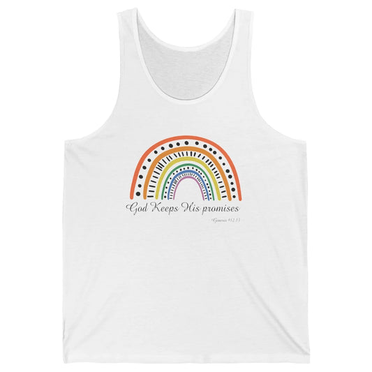 Retro Rainbow God Keeps His Promises Christian Religious Unisex Jersey Tank