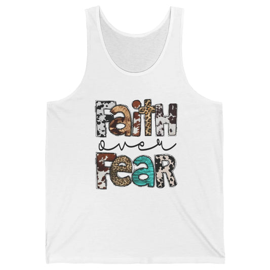 Leopard Faith Over Fear Cowboy Western Country Christian Unisex Jersey Tank