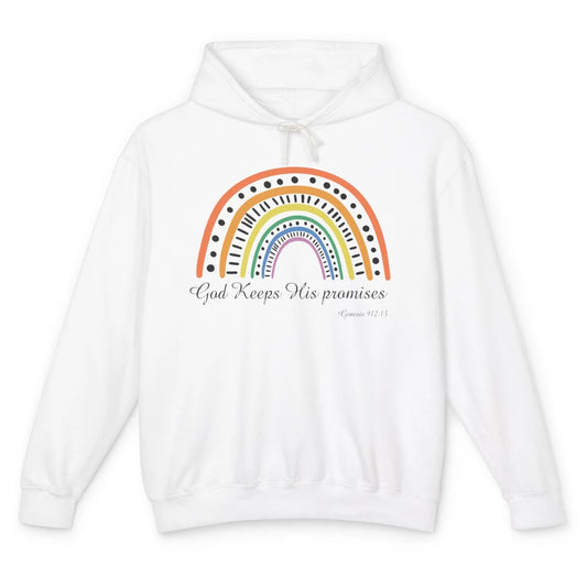 Retro Rainbow God Keeps His Promises Christian Religious Unisex Lightweight Hoodie
