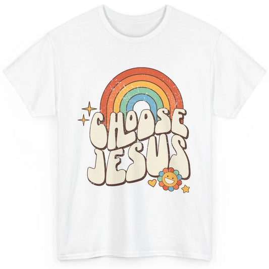 Retro Rainbow Groovy Choose Jesus Christian Religious Classic Unisex T-Shirt