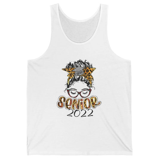 Senior 2022 Leopard Messy Bun Lady 2022 Graduation Gift Unisex Jersey Tank