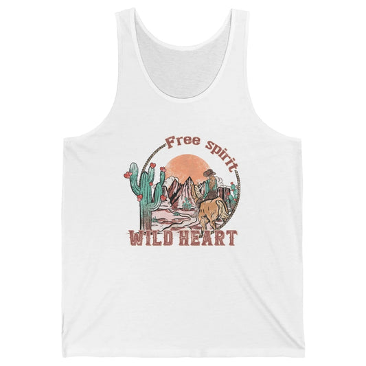 Free Spirit Wild Heart Cowgirl Western Country Happy Valentine's Day Rodeo Horseback Vintage Cactus Texas Horse Rider Howdy Unisex Jersey Tank