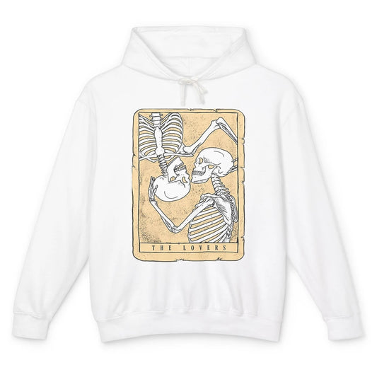Tarot Card The Lovers Skeleton Couple Funny Skull Vintage Astrology Gothic Happy Valentine's Day Unisex Lightweight Hoodie
