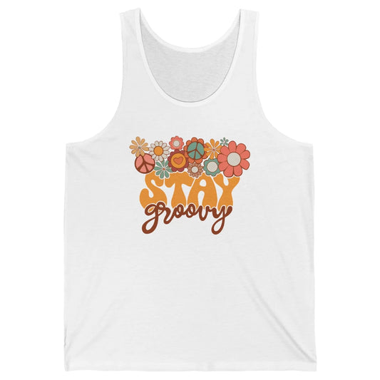 Retro Sunflower Hippie Stay Groovy Positive Mind Happy Life Unisex Jersey Tank