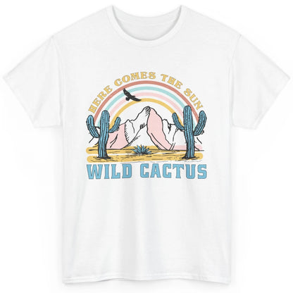 Retro Rainbow Here Come The Sun Wild cactus Desert Western Classic Unisex T-Shirt