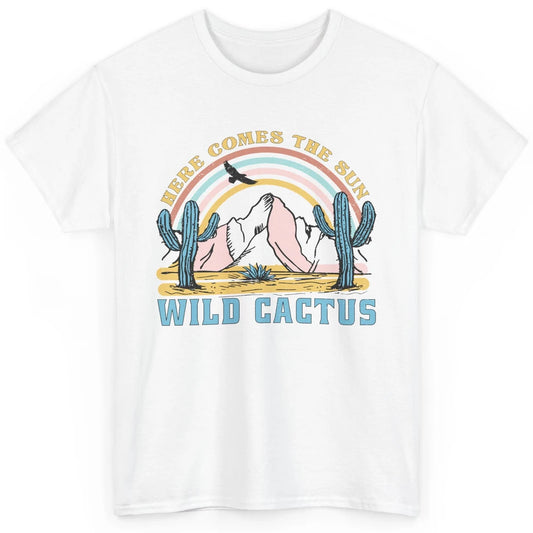 Retro Rainbow Here Come The Sun Wild cactus Desert Western Classic Unisex T-Shirt