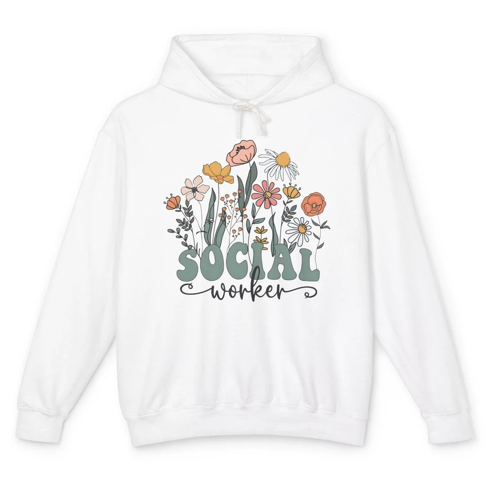 Social Worker Wildflower School Social Worker Teacher Gift Unisex Lightweight Hoodie