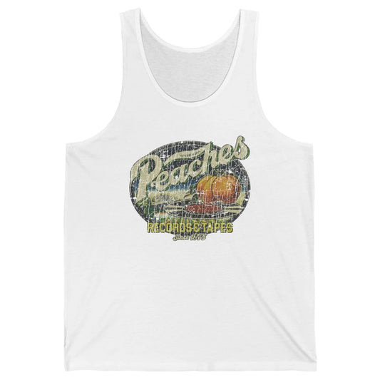 Vintage Peaches Record Tapes Retro 70s Peach Summer Fruit Unisex Jersey Tank