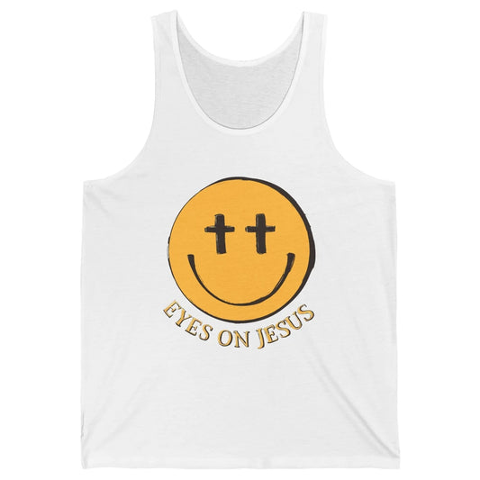 Retro Smiling Face Eyes On Jesus Christian Faith Religious Unisex Jersey Tank