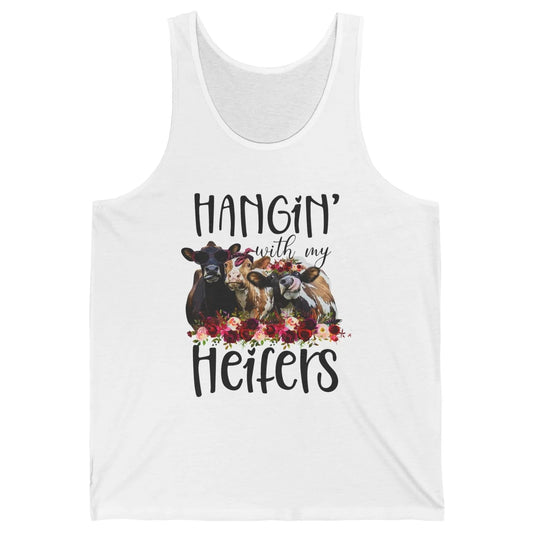 Funny Floral Heifer Hanging With My Heifer Cow Castle Farmer Unisex Jersey Tank