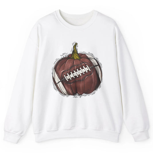 Football Pumpkin Tis The Season Fall Leaves Autumn Halloween Unisex Crewneck Sweatshirt