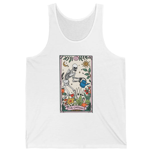 Gardening Because Murder Is Wrong Tarot Skeleton Gardener Unisex Jersey Tank