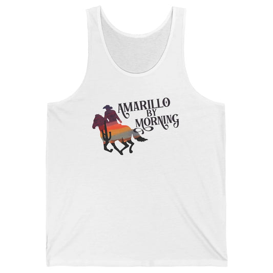 Retro Sunset Cowboy Amarillo By Morning Western Country Unisex Jersey Tank
