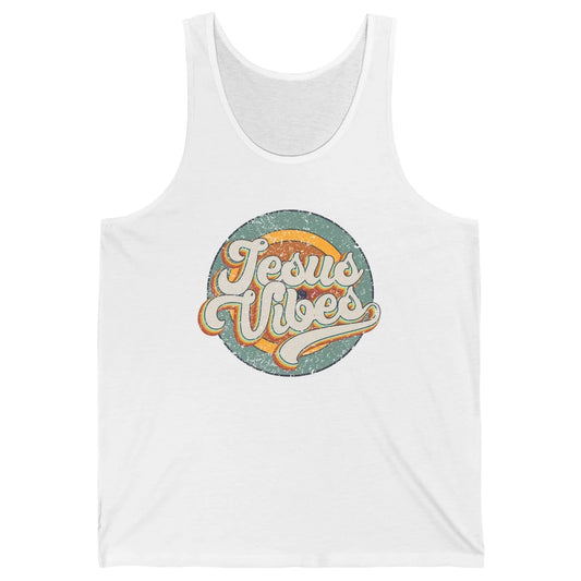 Retro Rainbow Jesus Vibes Bible Verse Christian Religious Unisex Jersey Tank