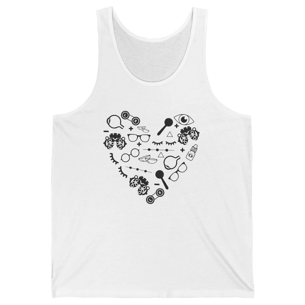 Optometry Symbols Heart Eyeglasses Spectacles Optician Life Unisex Jersey Tank