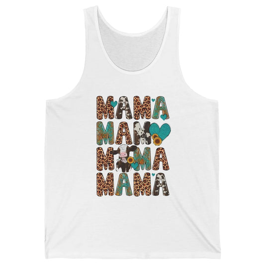 Leopard Sunflower Heifer Cow Mama Western Country Cattle Mom Unisex Jersey Tank