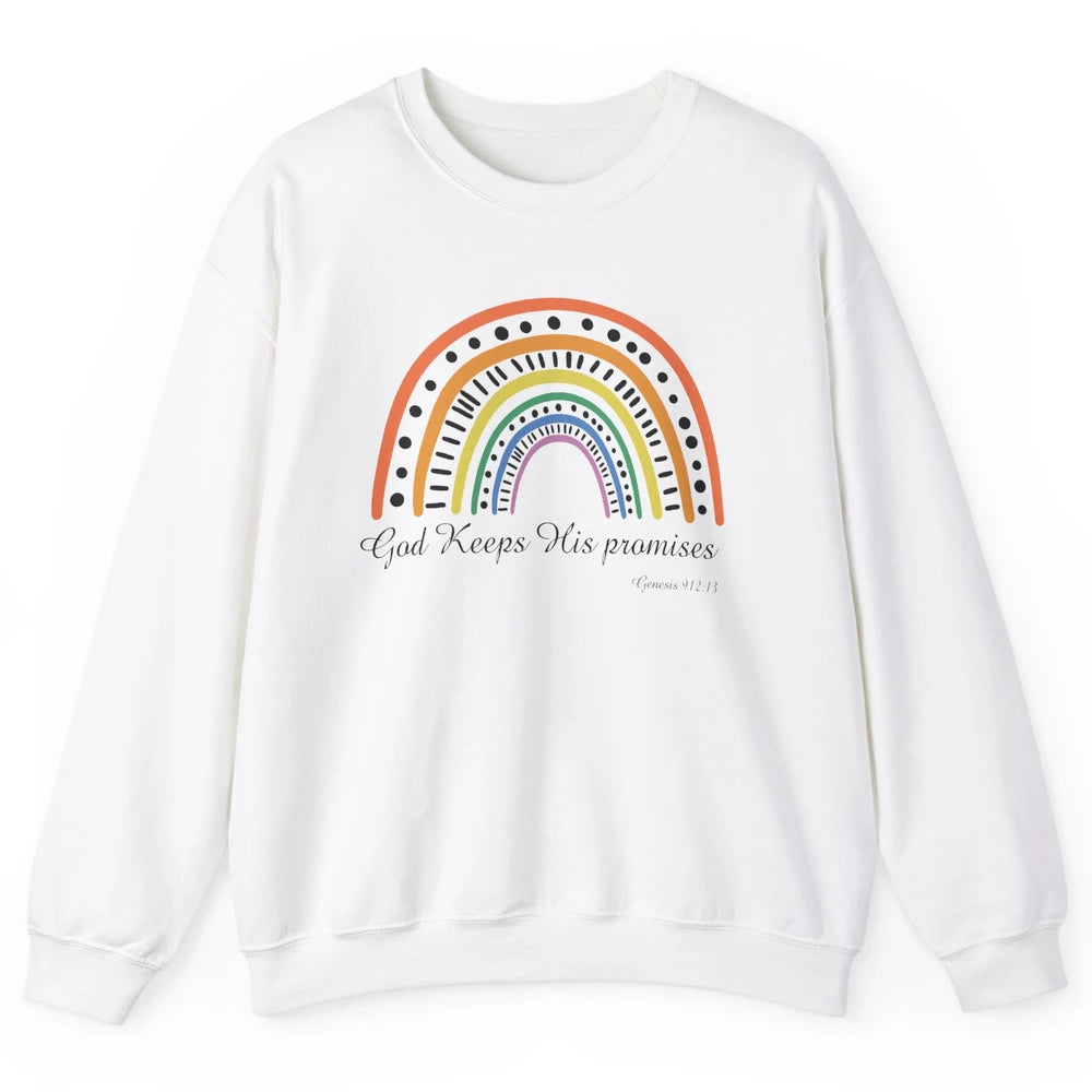 Retro Rainbow God Keeps His Promises Christian Religious Unisex Crewneck Sweatshirt