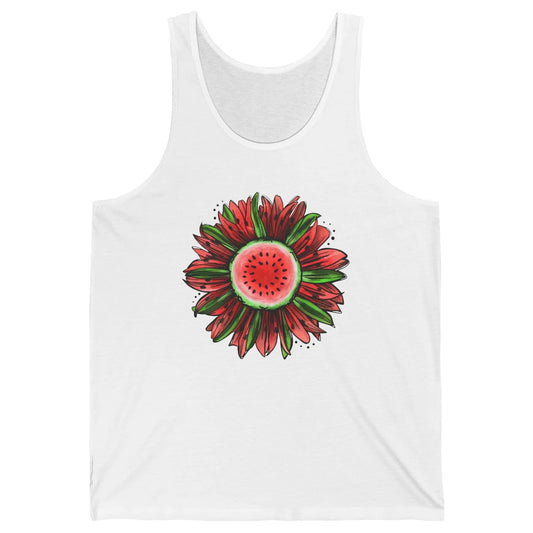 Watermelon Sunflower Summer Peace Love Watermelon Lover Gift Unisex Jersey Tank
