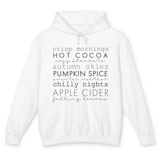 Fall Gift Sweater Weather Apple Cider Falling Leaves Autumn Unisex Lightweight Hoodie